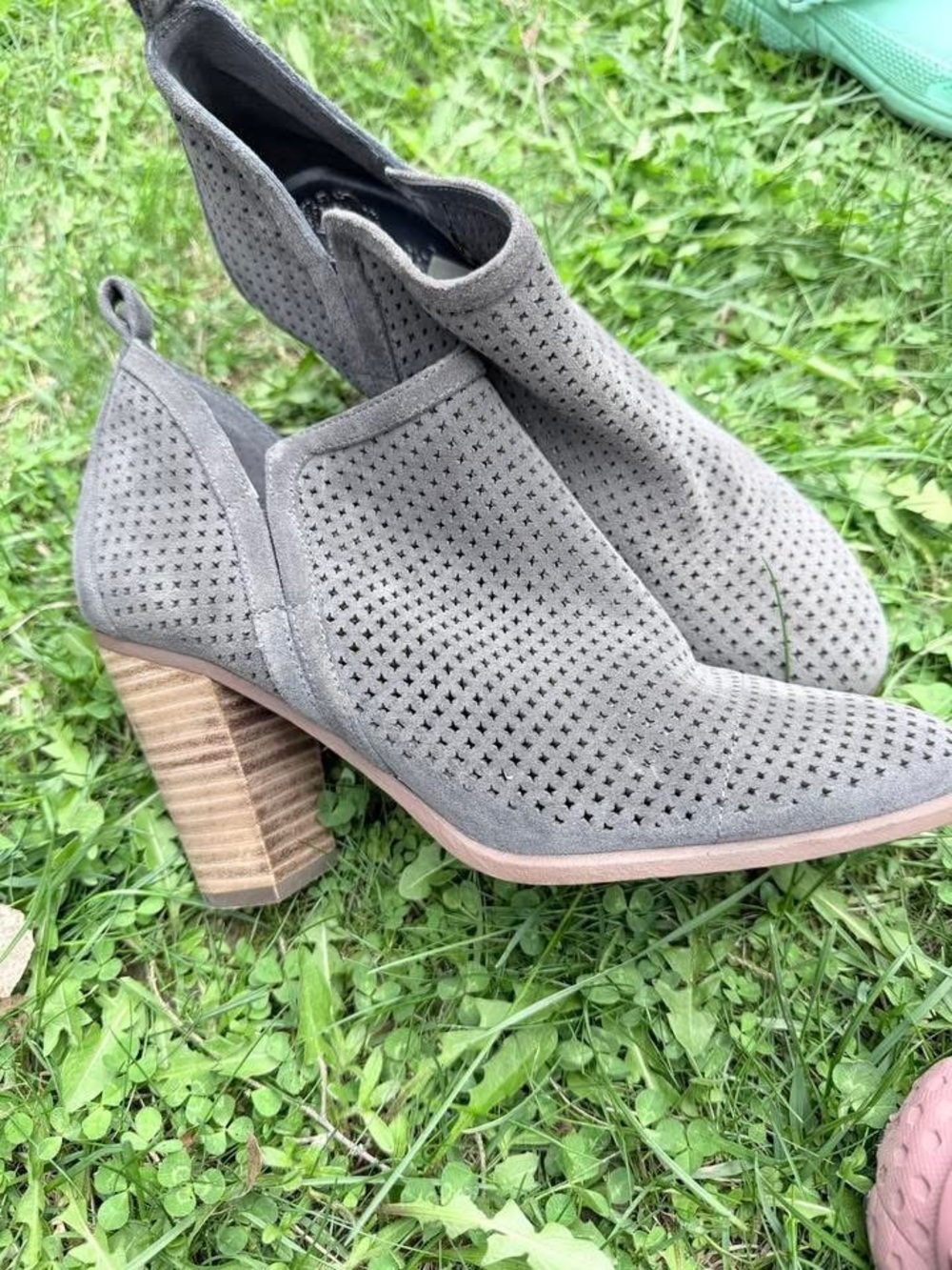 Vince Camuto Perforated Suede Ankle Bootie - Grey